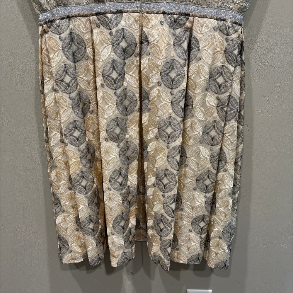 Anna Sui Metallic Jacquard Cap Sleeve Mini Dress in Metallic Silver Gold Size 8 - Picture 6 of 14
